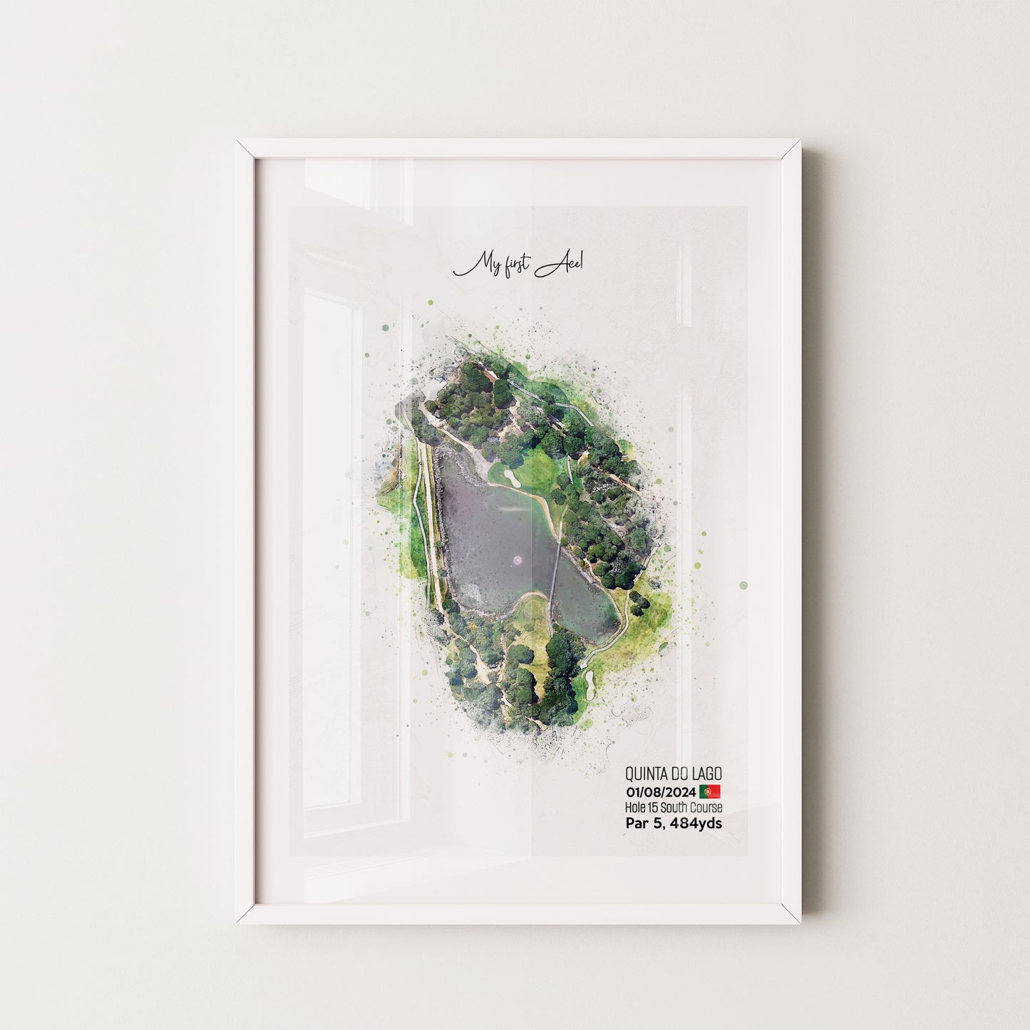 Personalised Golf Art Print, Custom Aerial Golf Course Map Layout - ANY HOLE Worldwide, Bespoke Text, Hole in One Gift Keepsake, Men Women, Father's Day, Birthday, Retirement