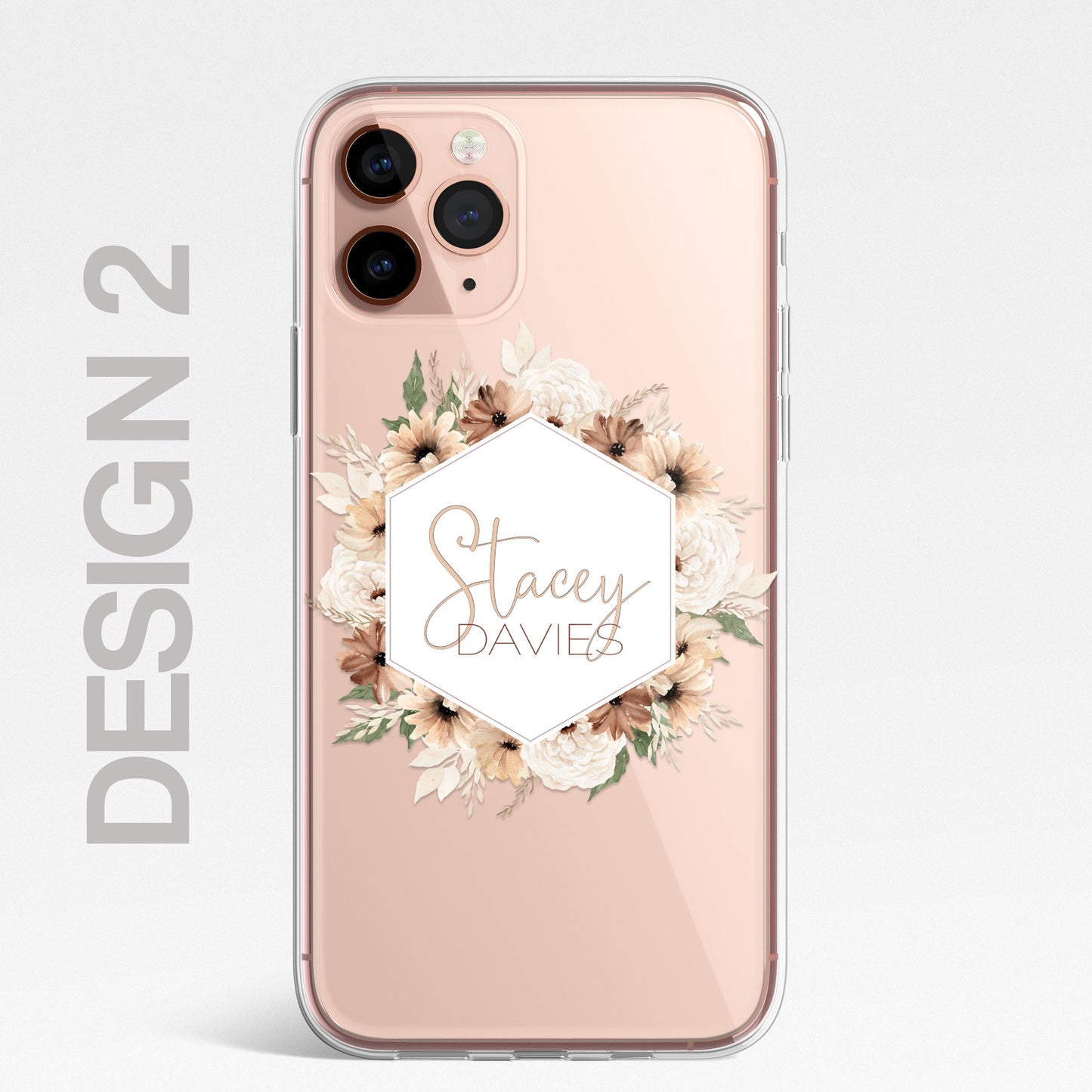 Personalised Floral Autumn Custom CLEAR Cover Case Flower for Samsung S21 S22