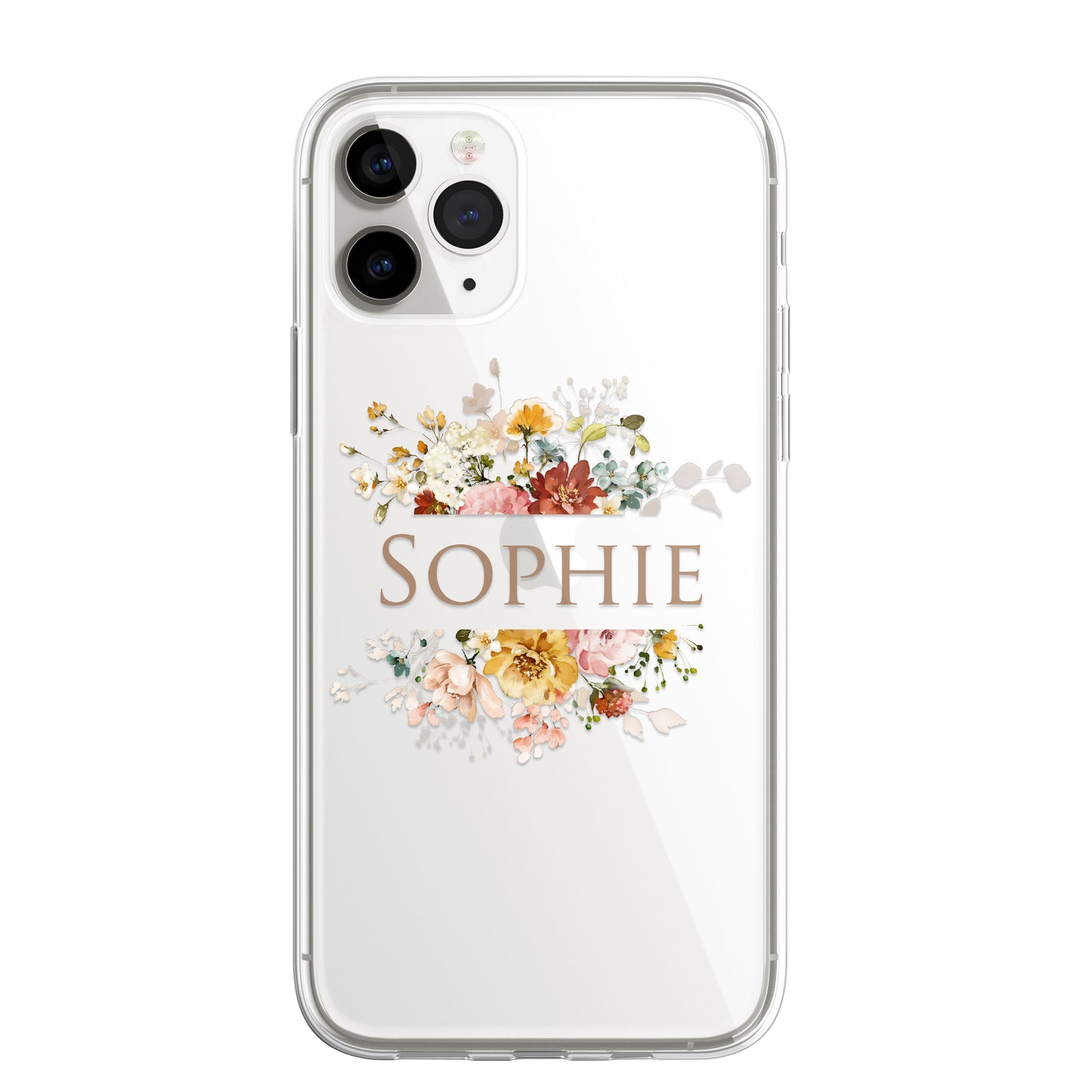 Personalised Floral CLEAR Phone Cover Case Custom For iPhone 12 Pro Max Mini +