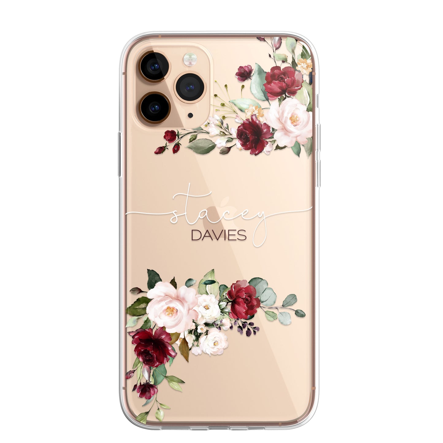 Personalised Floral CLEAR Phone Cover Case Custom For iPhone 12 Pro Max Mini +