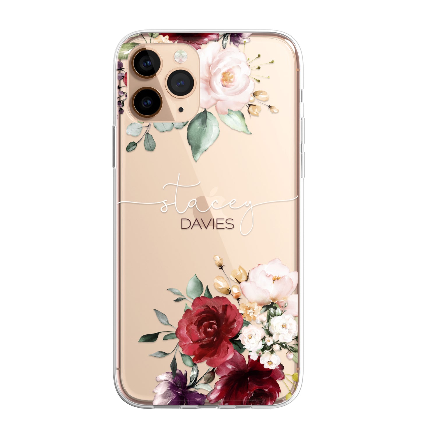 Personalised Floral CLEAR Phone Cover Case Custom For iPhone 12 Pro Max Mini +