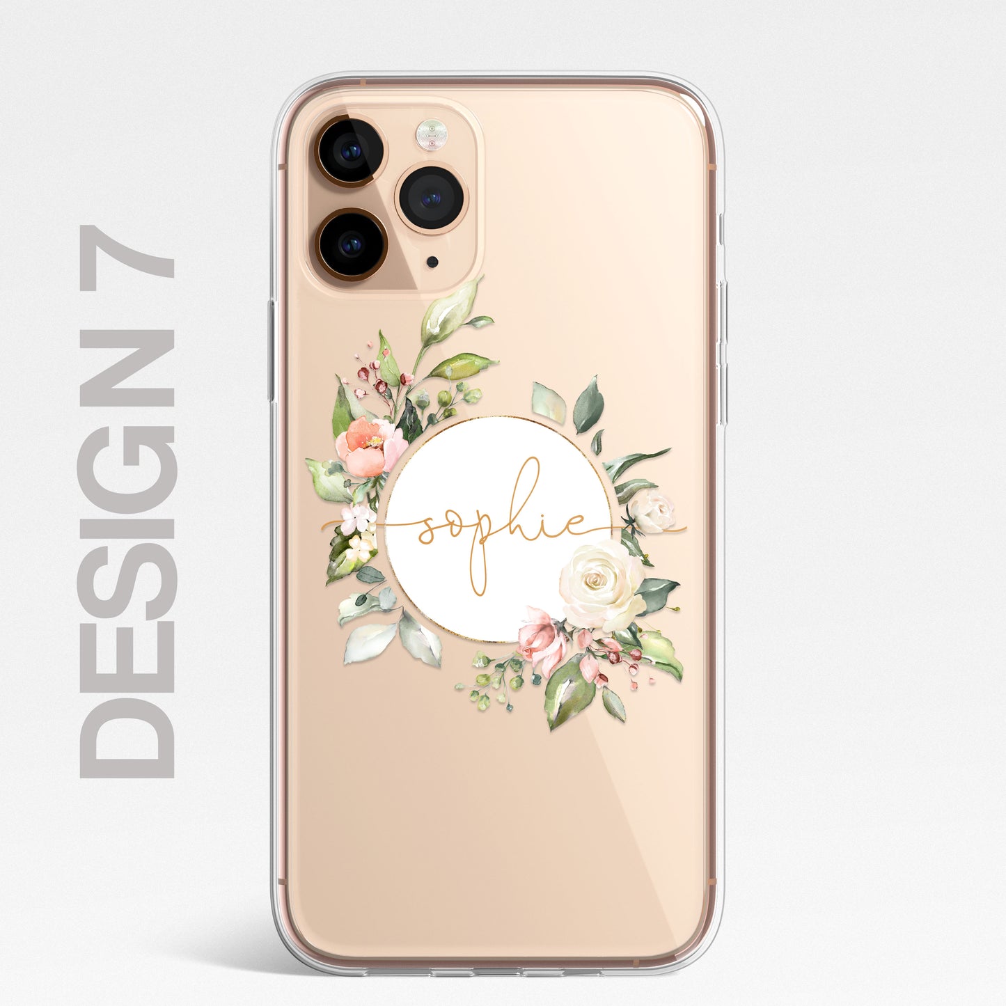 Personalised Floral CLEAR Phone Cover Case Custom For iPhone 12 Pro Max Mini +
