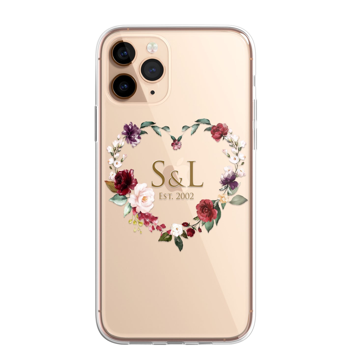 Personalised Floral CLEAR Phone Cover Case Custom For iPhone 12 Pro Max Mini +