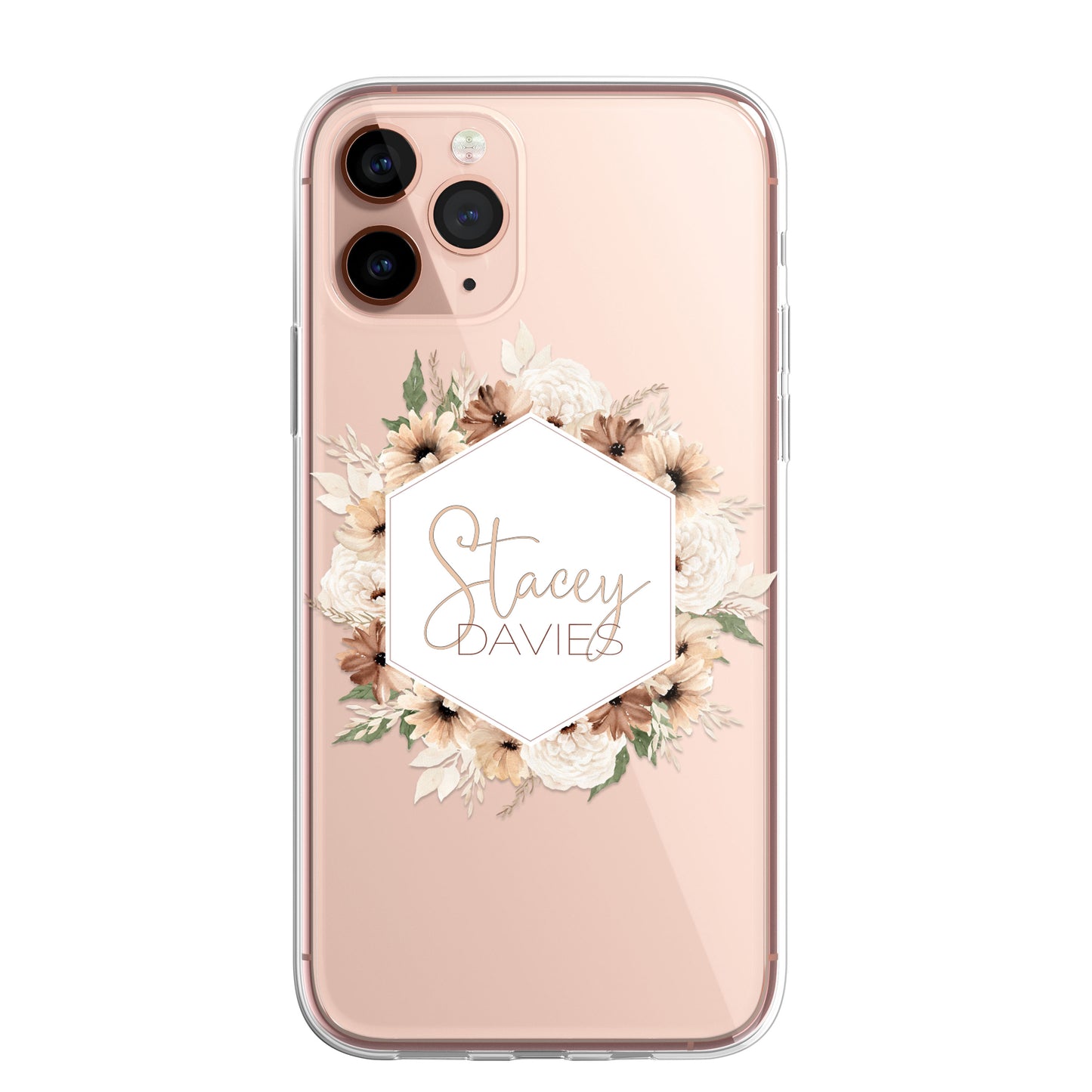 Personalised Floral Autumn Custom CLEAR Cover Case Flower for Samsung S21 S22