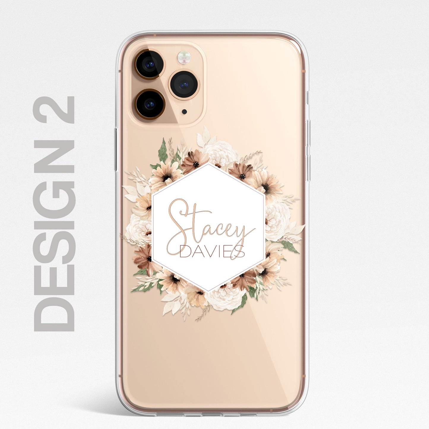 Personalised Floral Autumn Custom CLEAR Cover Case Flower for Samsung S21 S22