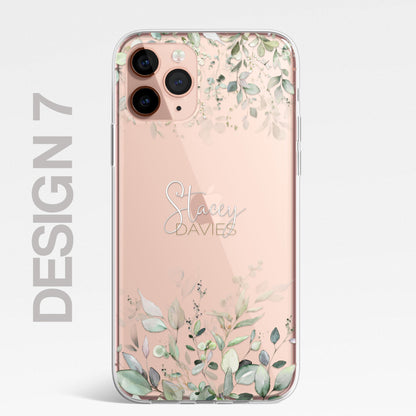 Personalised Floral Botanic Custom CLEAR Cover Case Flower for Samsung S21 S20