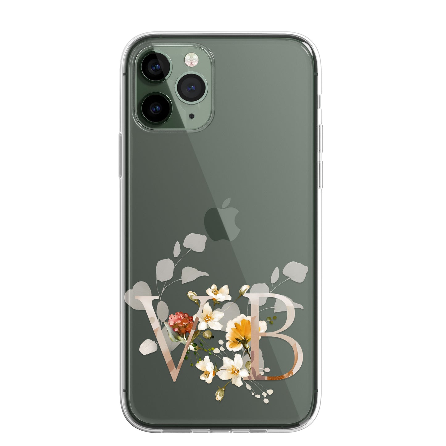 Personalised Floral CLEAR Phone Cover Case Custom For iPhone 12 Pro Max Mini +