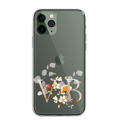 Personalised Floral CLEAR Phone Cover Case Custom For iPhone 12 Pro Max Mini +